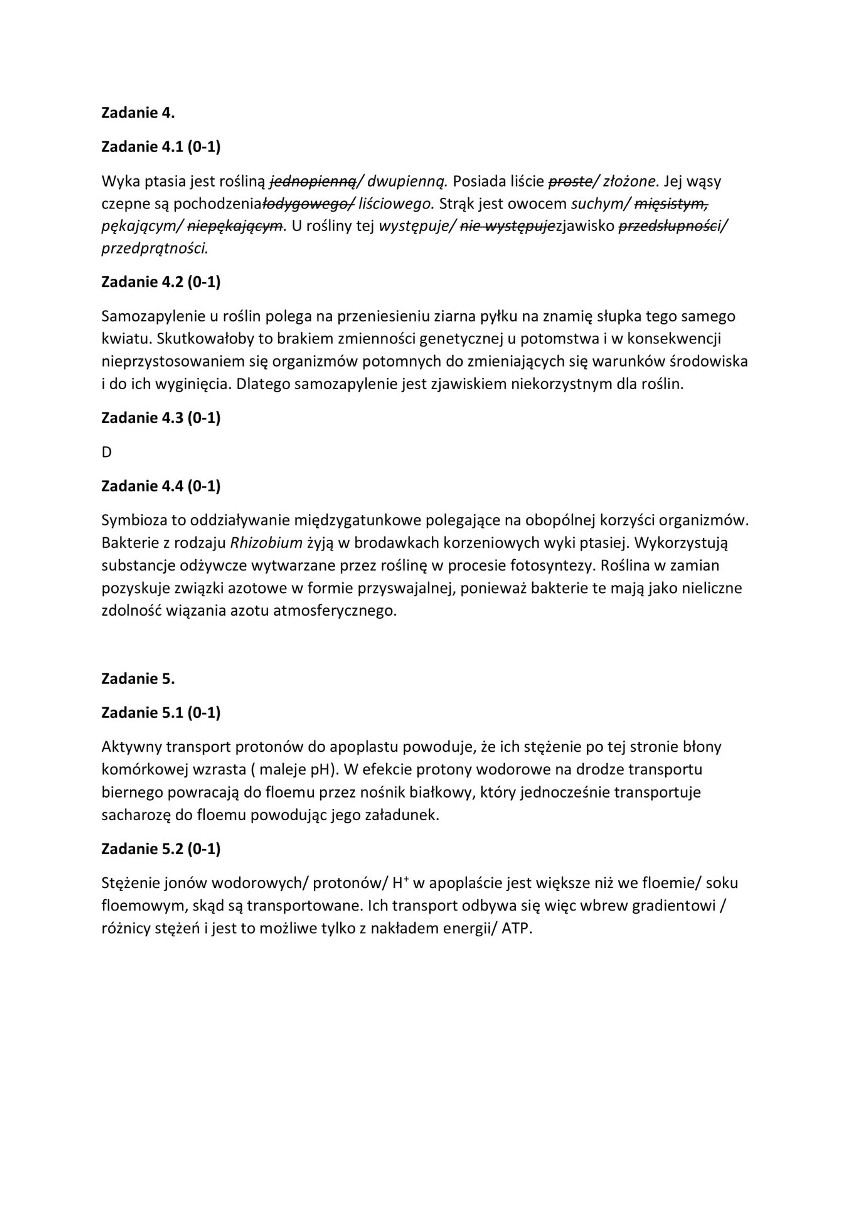 Matura próbna 2022. Biologia (poziom rozszerzony) - ODPOWIEDZI