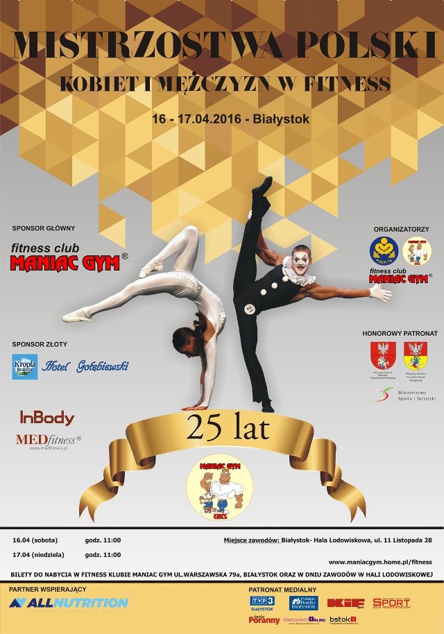 Plakat promujący mistrzostwa Polski w fitness w Białymstoku