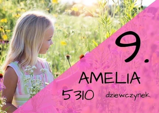 Najpopularniejsze imiona dziewczynek w 2019 roku
9: Amelia