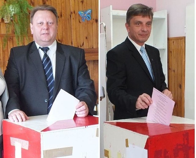 (Od lewej) Sylwester Kwiecień głos oddał w Szkole Podstawowej numer 6 w Starachowicach. Andrzej Pruś głosował w Szkole Podstawowej numer 9 w Starachowicach.