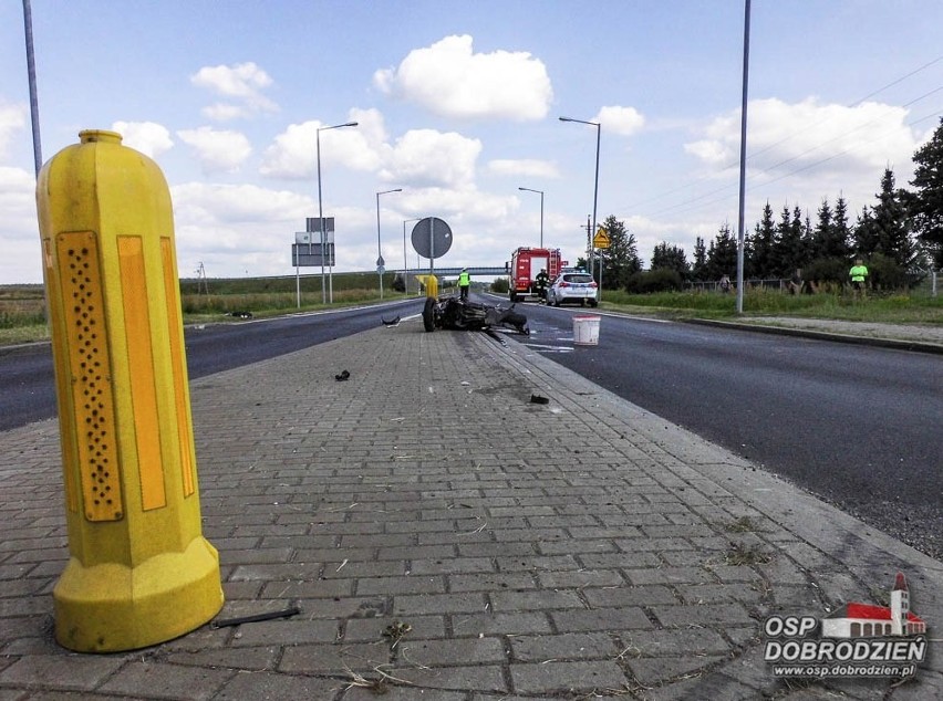 Wypadek motocyklisty na obwodnicy Dobrodzienia.