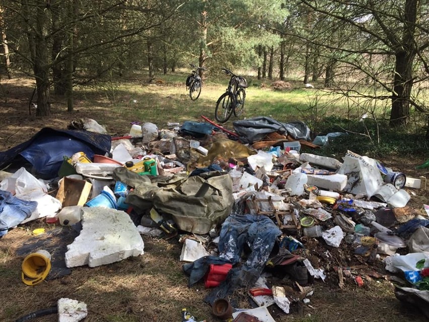 Śmieci znaleziono w lesie pomiędzy wsiami Górzykowo a Nowy...