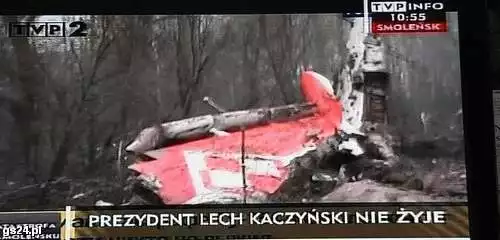 Rozbity Tupolew pod lotniskiem w Smoleńsku.