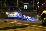 Wypadek na Rondzie Reagana we Wrocławiu. Motocyklista trafił do szpitala! [ZDJĘCIA]
