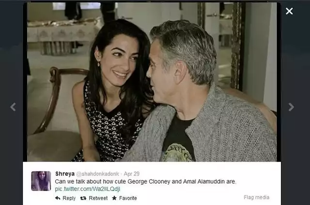 Amal Alamuddin i George Clooney (fot. screen z Twitter.com)