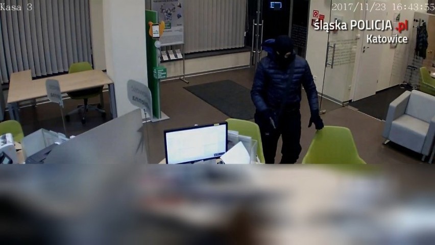 Napad na bank w Katowicach. Złodziej na wideo. Znacie go? WIDEO+ZDJĘCIA