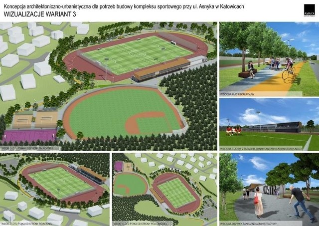 Kompleks sportowy przy ulicy Asnyka w Katowicach-Piotrowicach według koncepcji pracowni Amaya Architekci Agnieszki Majewskiej  Zobacz kolejne wizualizacje. Przesuwaj zdjęcia w prawo - naciśnij strzałkę lub przycisk NASTĘPNE