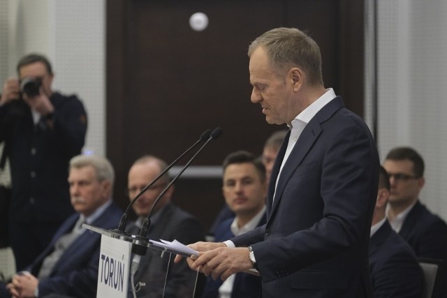 Donald Tusk podczas wizyty w Toruniu