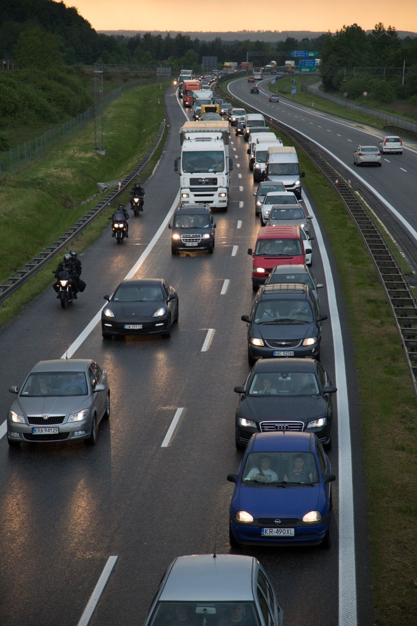 Korki na autostradzie A4 pomiędzy węzłami Tyniec a Sidzina