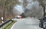 Zapaliło się auto po niemieckiej stronie granicy na drodze 166 między Krajnikiem a Schwedt