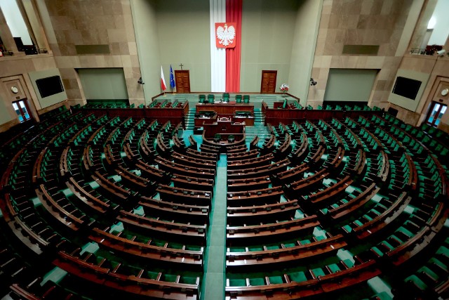 Sala plenarna Sejmu - pierwsze posiedzenie nowej izby 13 listopada 2023 r.