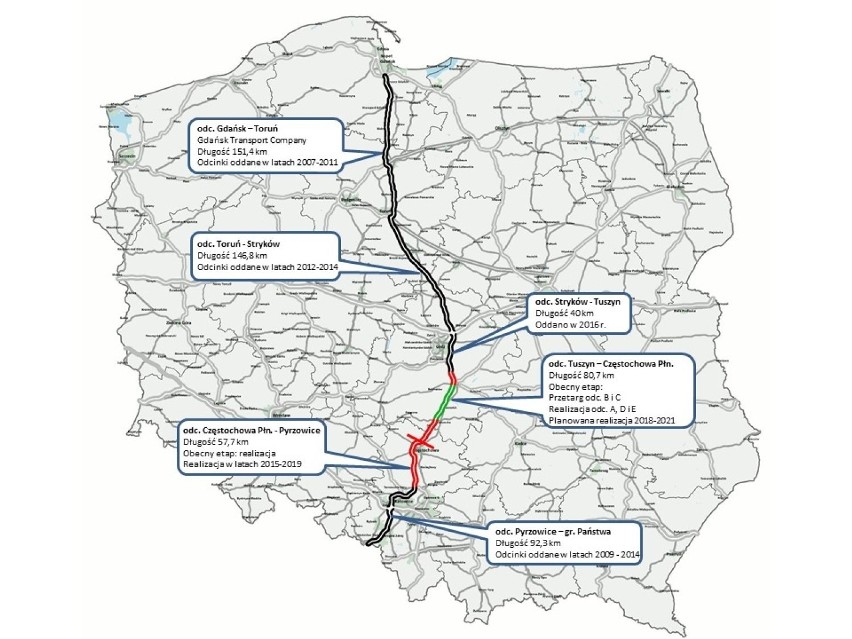 Umowa na odcinek A1 od Radomska do granicy województwa...
