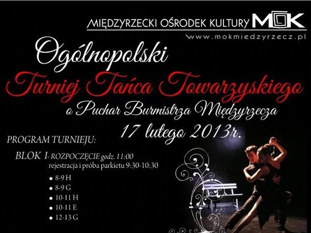 W niedzielę w hali sportowo-widowiskowej w Międzyrzeczu odbędzie się  Ogólnopolski Turniej Tańca Towarzyskiego.