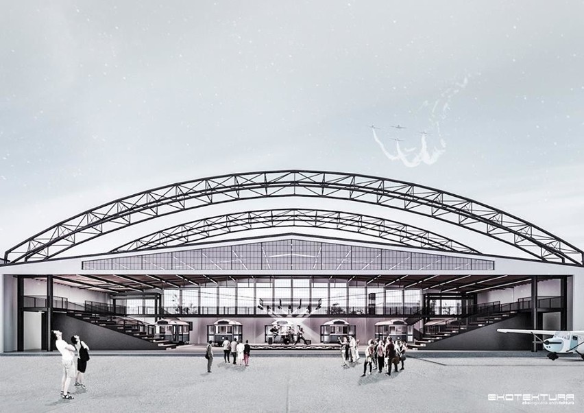 Kraków. Zobacz, jak będzie wyglądał odnowiony hangar i nowy park w Czyżynach [WIZUALIZACJE]
