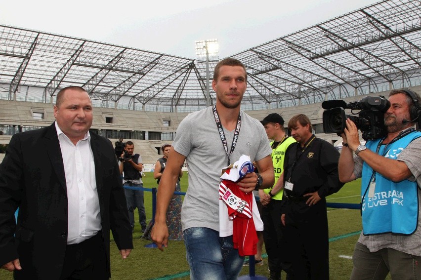 Lukas Podolski na meczu Górnik - Cracovia