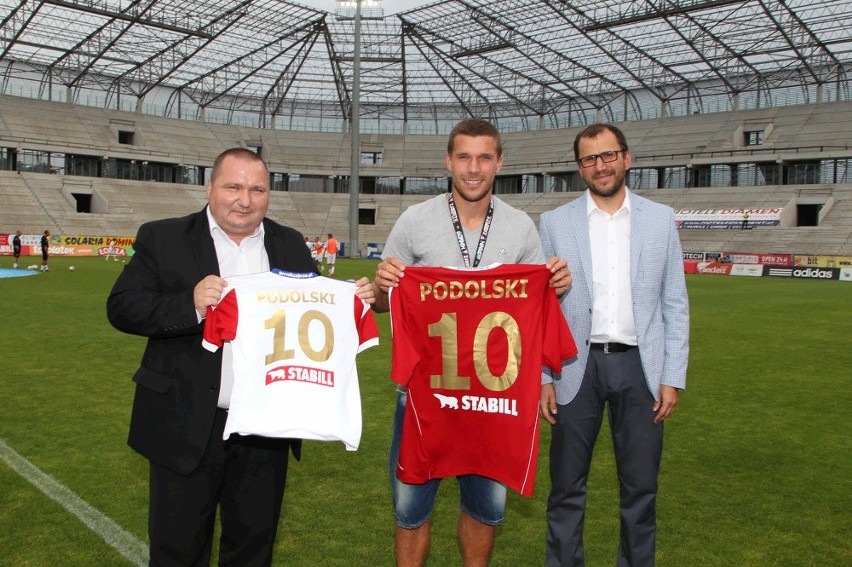 Lukas Podolski na meczu Górnik - Cracovia