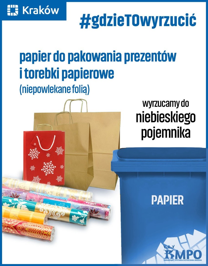 Rozbita bańka, papier z prezentów, pojemnik po świeczce - MPO w Krakowie przypomina, gdzie wrzucić