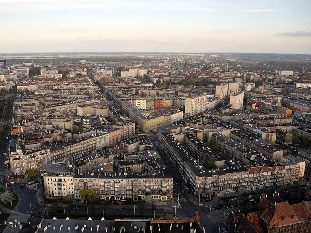 Szczecin. Panorama na Śródmieście