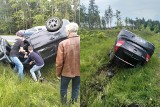 Poważny wypadek między Polanicą-Zdrój i Szczytną na DK8. Ford w rowie, Hyundai dachował