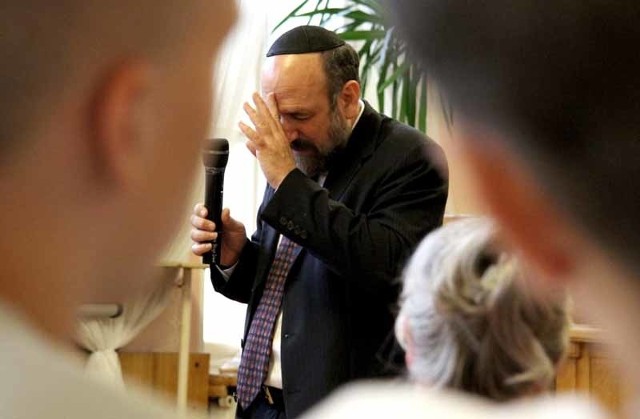 Michael Schudrich, naczelny rabin Polski, podczas spotkania w auli UwB