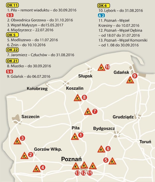 Miejsca największych utrudnień w ruchu