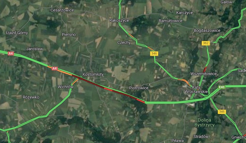 Utrudnienia na autostradzie A4 w kierunku Wrocławia