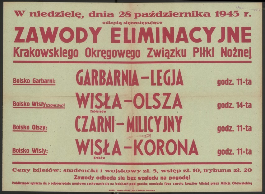 Piłkarskie plakaty meczowe. Zobacz z kim kiedyś grały Cracovia, Wisła i Garbarnia [GALERIA]