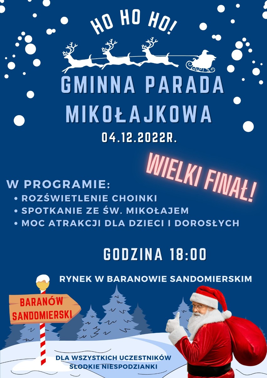 Na Rynku w Baranowie Sandomierskim rozbłyśnie choinka. Zaprzęgi świętego Mikołaja przejadą przez gminę. Jakie atrakcje przygotowano?  