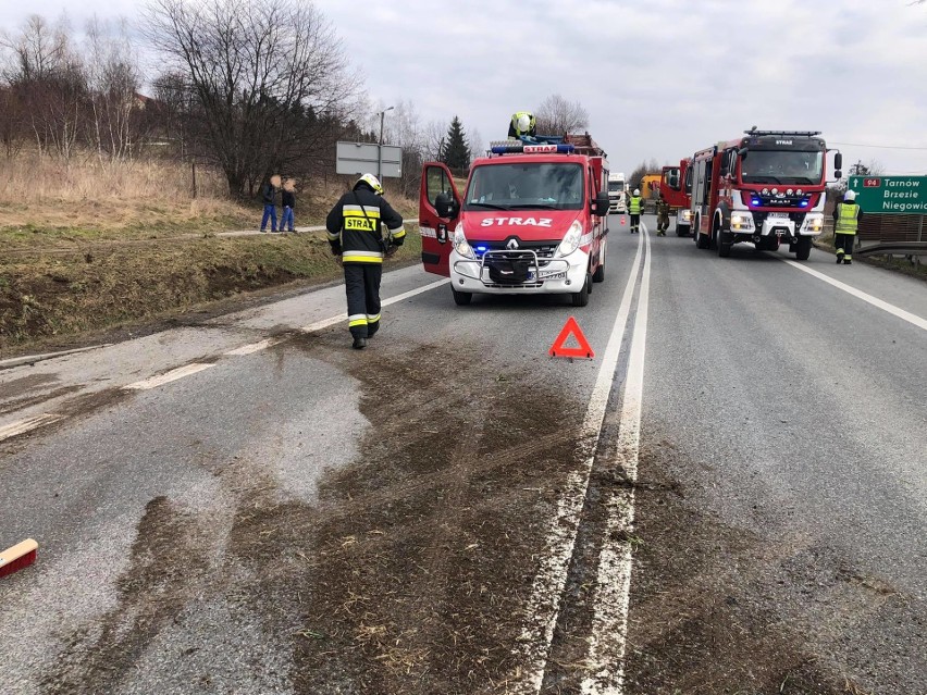 Na drodze krajowej 94 w Brzeziu samochód wypadł z jezdni....