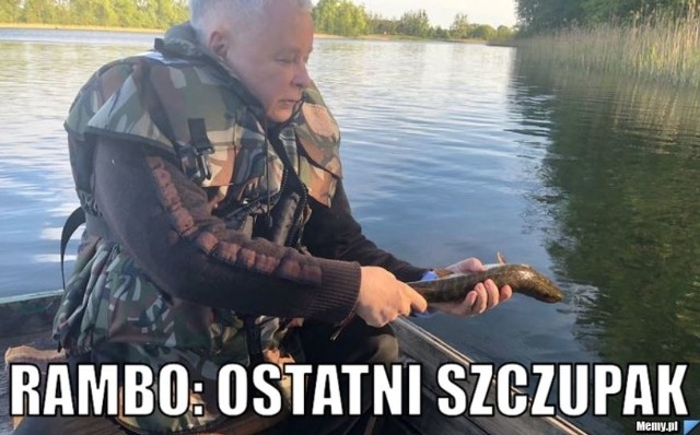 Jarosław Kaczyński darował życie szczupakom MEMY. Wycieczka z Brudzińskim: ryby, kiełbasa i ognisko