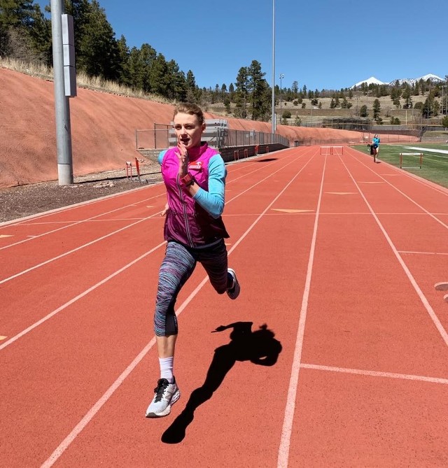 Patrycja Wyciszkiewicz podczas treningu na stadionie lekkoatletycznym we Flagstaff, 60-tysięcznym mieście w północnej części stanu Arizona