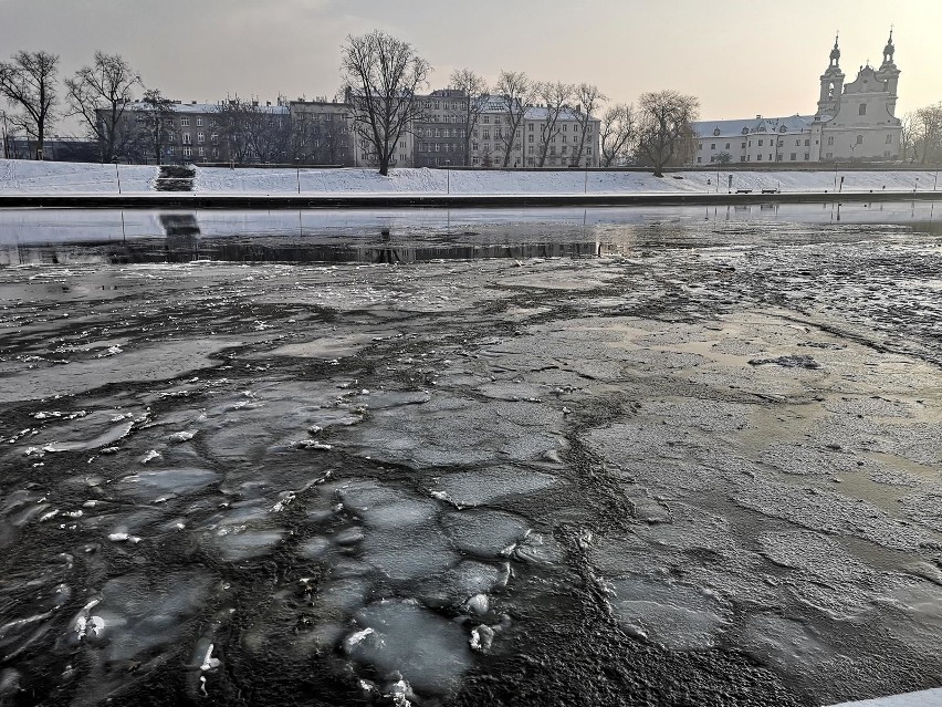 Kraków. Wisła coraz bardziej pokrywa się lodem [ZDJĘCIA]