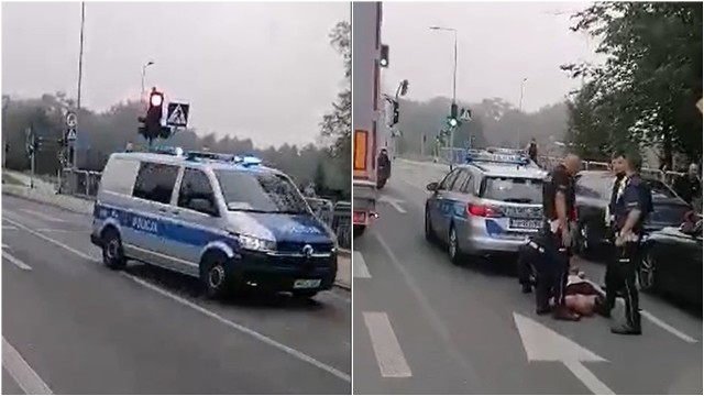 Uciekającego kierowcę zatrzymano na skrzyżowaniu ul. Spokojnej i Krzyskiej.