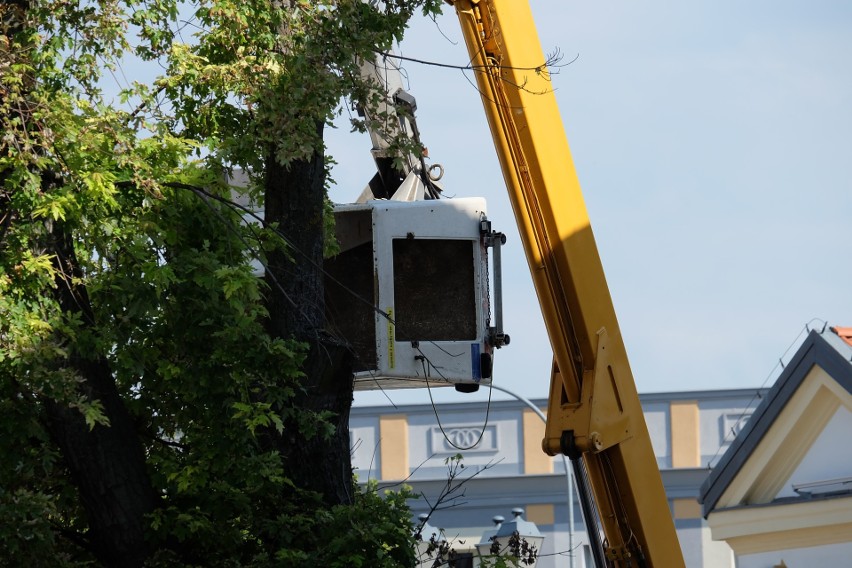 Wypadek na Rynku Kościuszki w Białymstoku. Mężczyźni spadli...