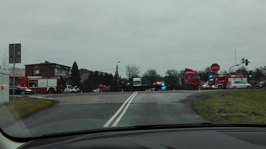 Wypadek na DK1 w Dąbrowie Górniczej. Trasa na Częstochowę była zablokowana