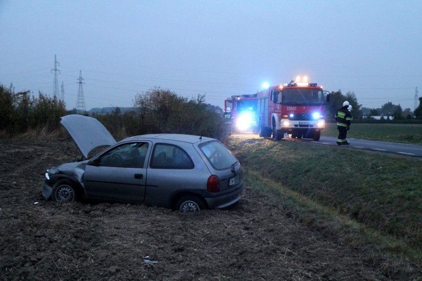 Wypadek pod Wrocławiem. Opel wypadł z drogi 
