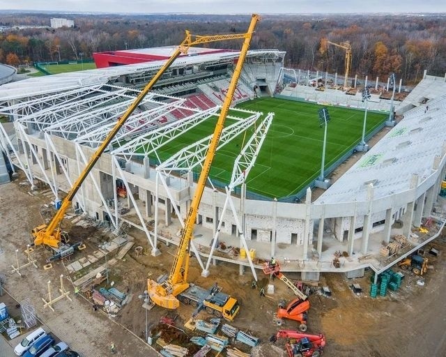 Najnowsze zdjęcia z budowy stadionu ŁKS. Stadion ŁKS coraz piękniejszy