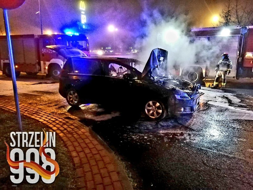 Pożar samochodu na MOP Witowice 23.12.2020