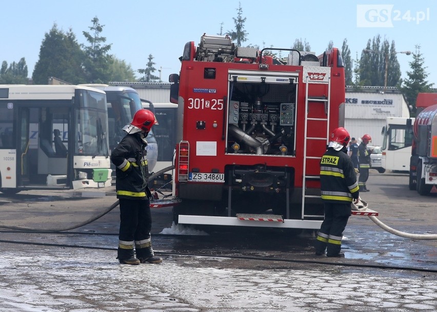 Pożar w bazie PKS w Szczecinie. Trzy autobusy spłonęły doszczętnie [ZDJĘCIA, WIDEO] 