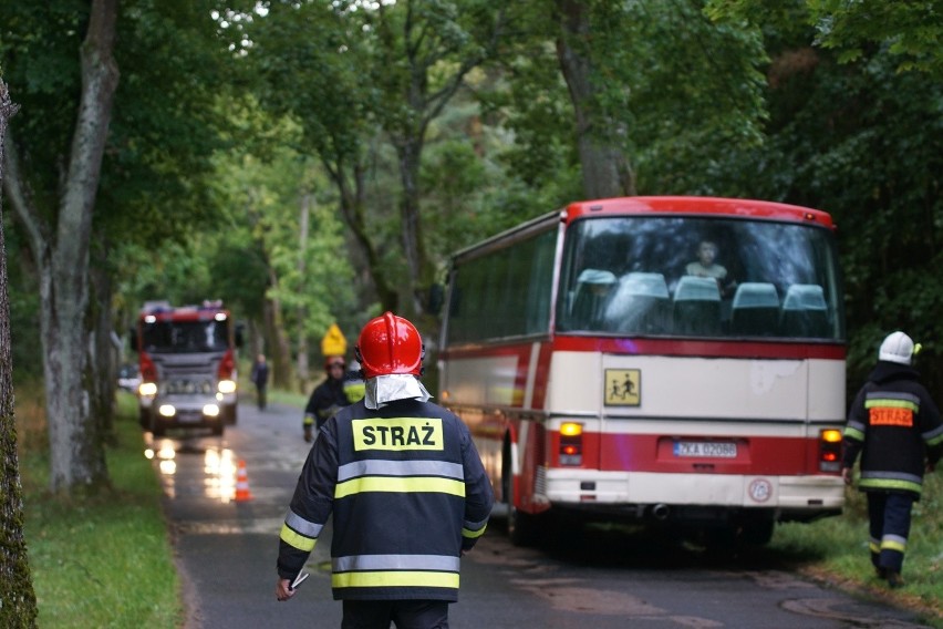Wypadek autokaru koło Gostynia. Trzy osoby ranne, w tym dwoje dzieci