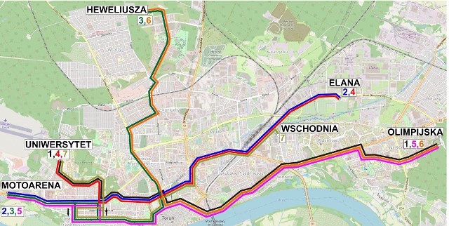 Tak od 1 września ma wyglądać sieć połączeń tramwajowych w Toruniu