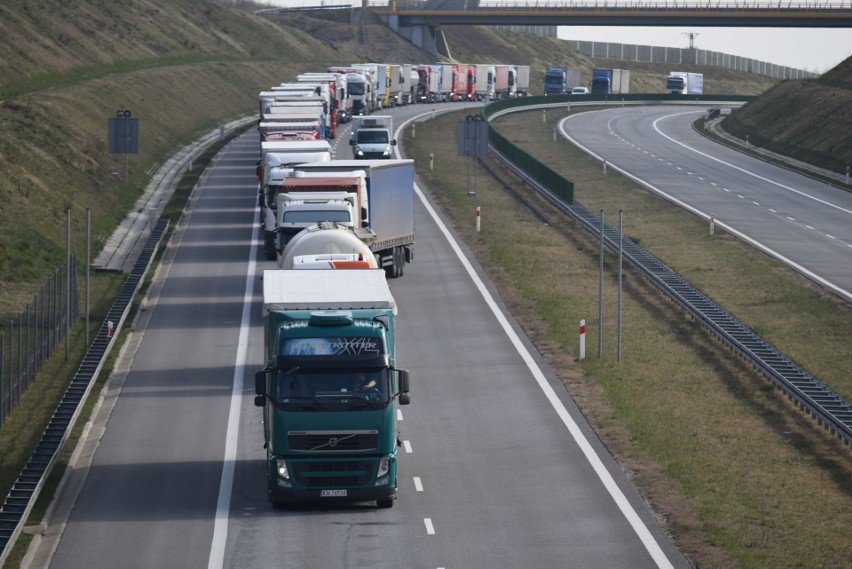 Sznur ciężarówek oczekuje na wjazd do Czech