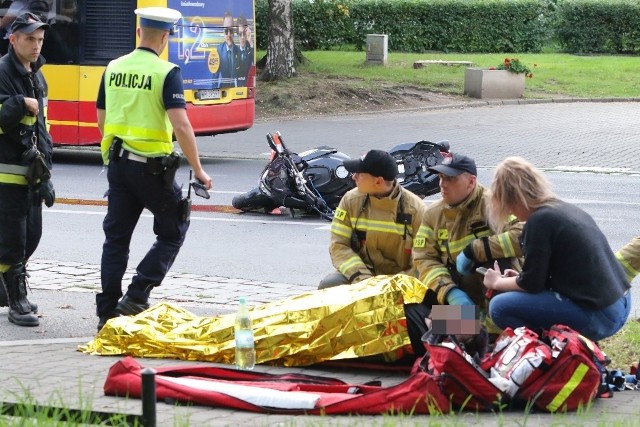 Wypadek motocyklisty i samochodu w centrum Wrocławia