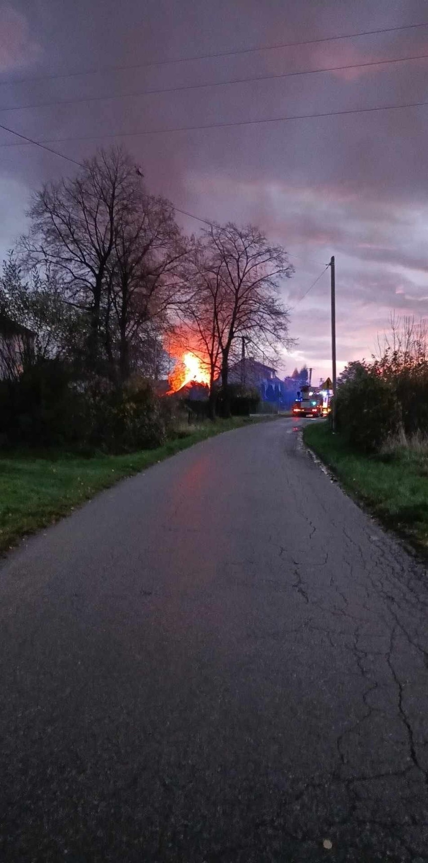 Pożar stodoły we wsi Brodła