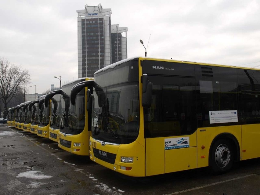Nowe autobusy katowickiego PKM, które wjaśnie zajechały do...