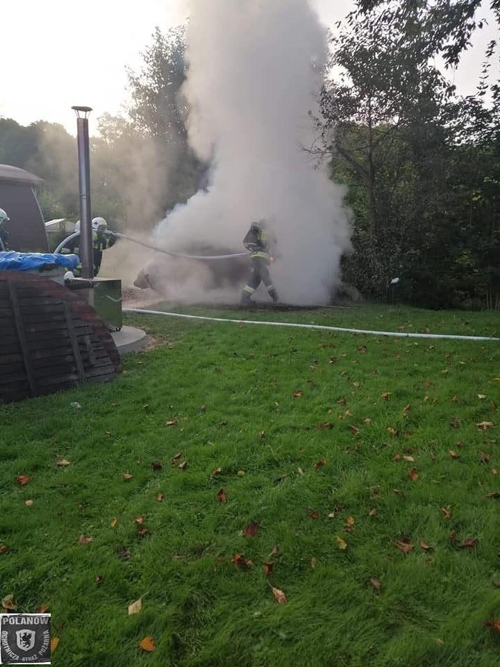 W sobotni poranek w miejscowości Krąg doszło do pożaru sauny...
