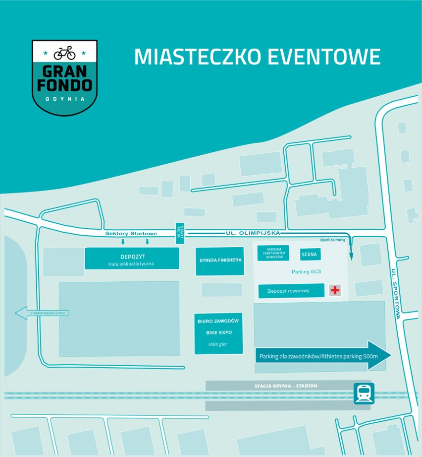 Plan miasteczka zawodów w Gran Fondo Gdynia 2021