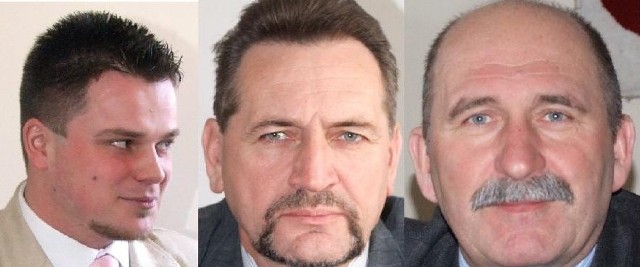 Trzech ewentualnych kandydatów na stanowisko burmistrza Grójca, których nazwiska pojawiają się "na giełdzie" - od lewej: Artur Banasiewicz, Maciej Kosowski, Jacek Stolarski.