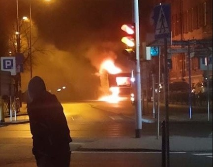 Pożar autobusu w Bytomiu