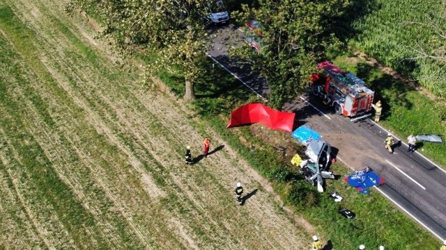 Wypadek śmiertelny na drodze Oporzyn - Pawłowo Żońskie 15.08.2023